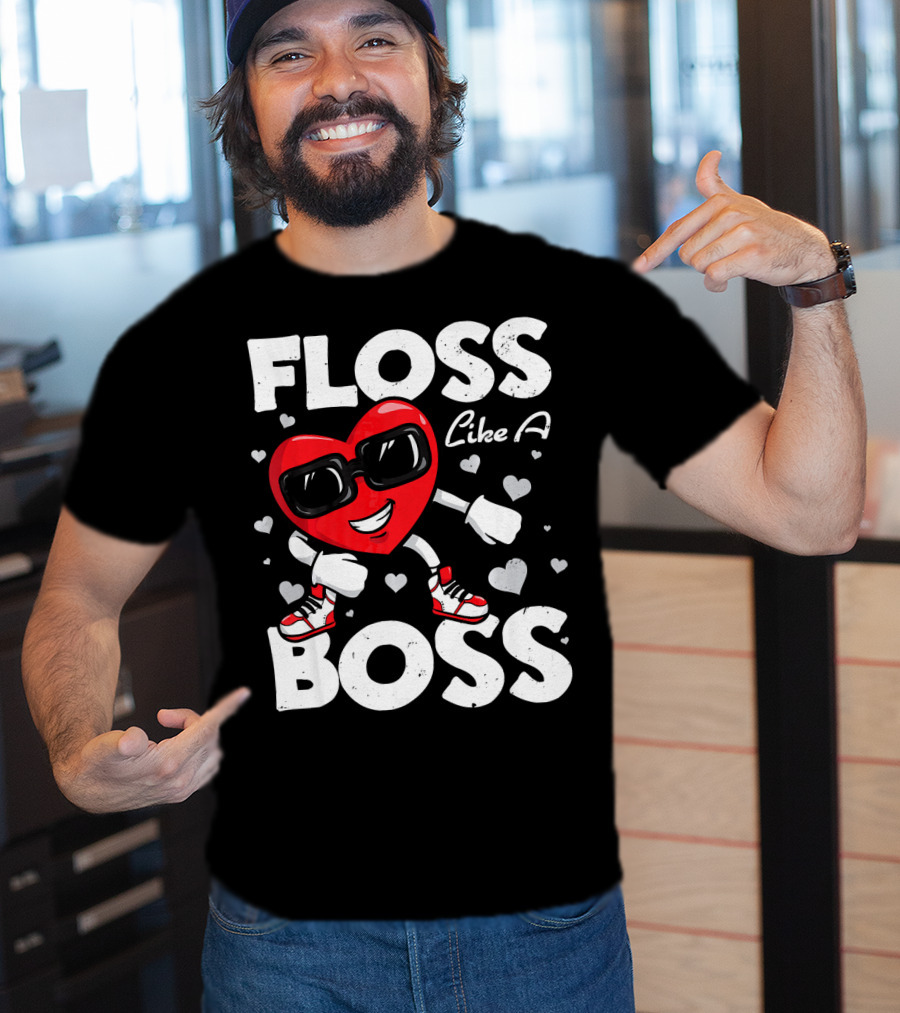Floss Like A Boss Heart Dance Valentines T-Shirt