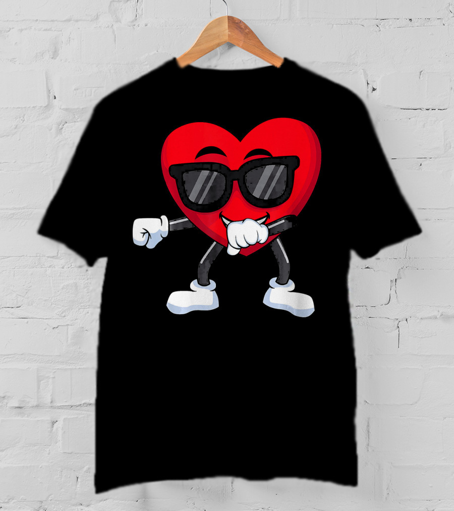 Dabbing Heart Valentines Day Boys Love T-Shirt