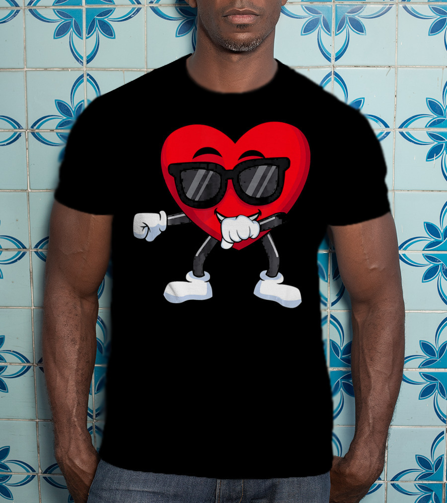 Dabbing Heart Valentines Day Boys Love T-Shirt