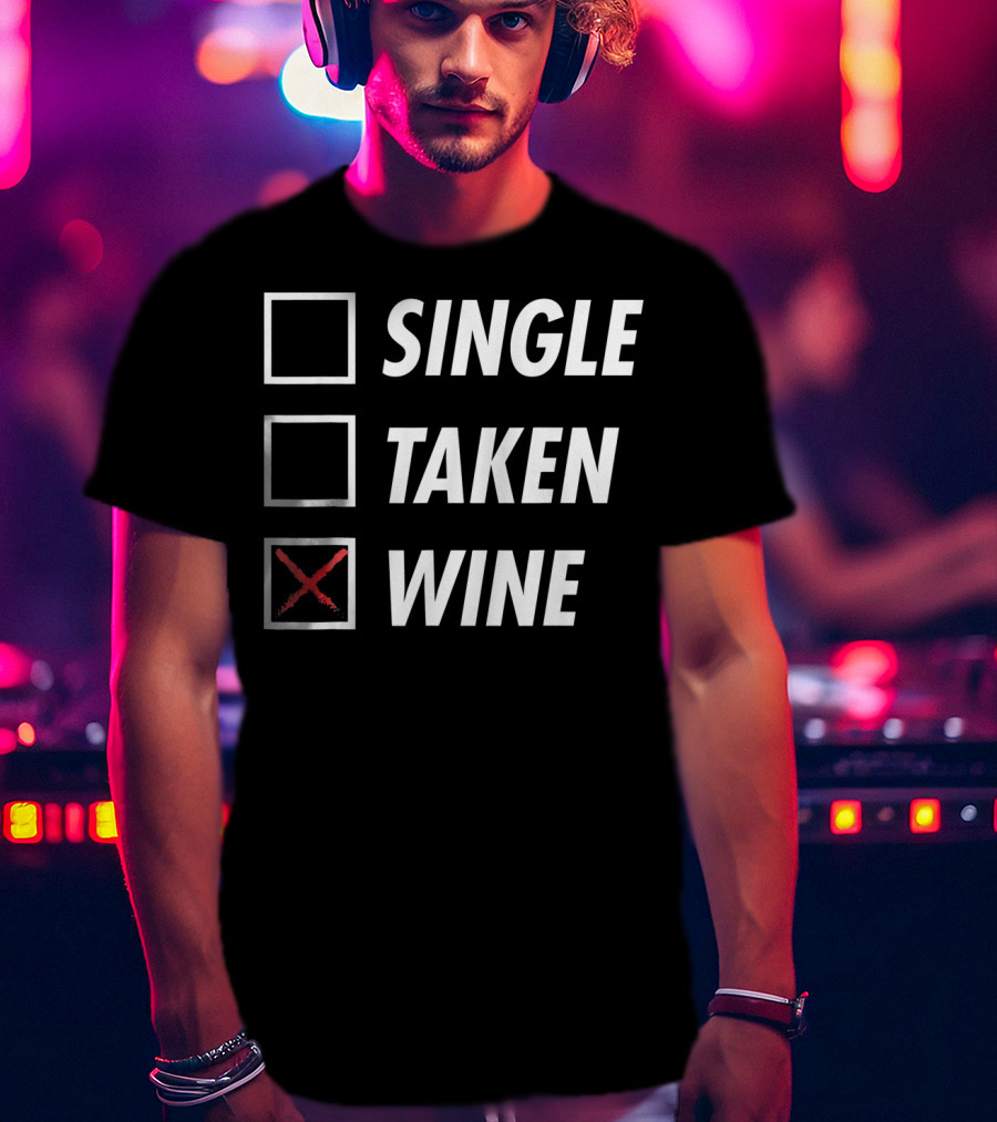 Funny Anti Valentines Day Single Taken Wine T-Shirt