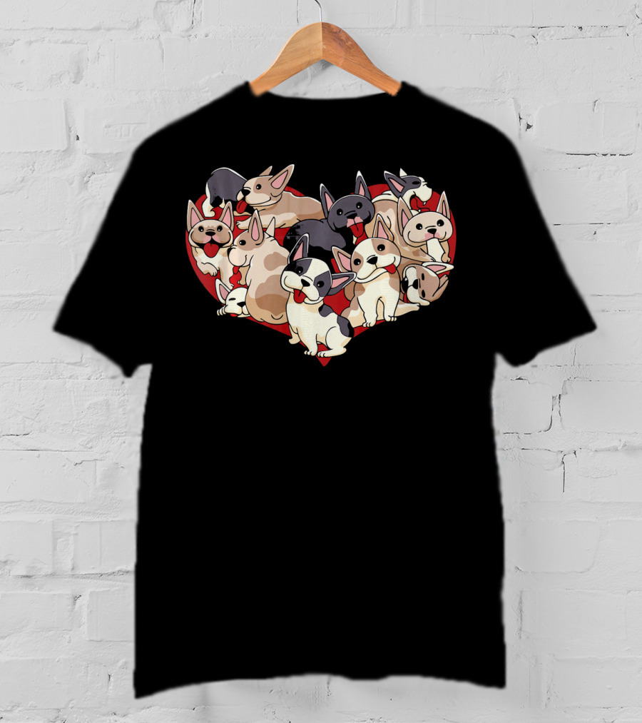 French Bulldog Heart Dog Frenchi Puppy Pack T-Shirt