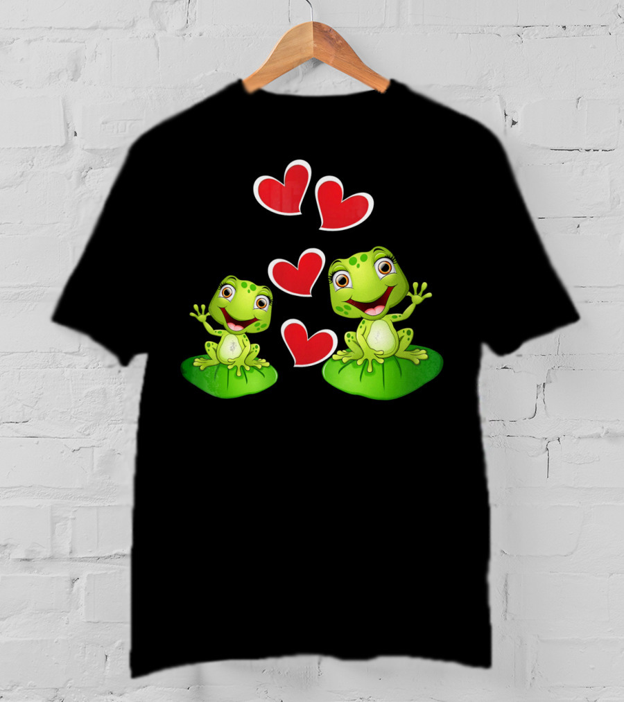 Frog Heart Valentine Day Animal Cute Frogs With Hearts T-Shirt