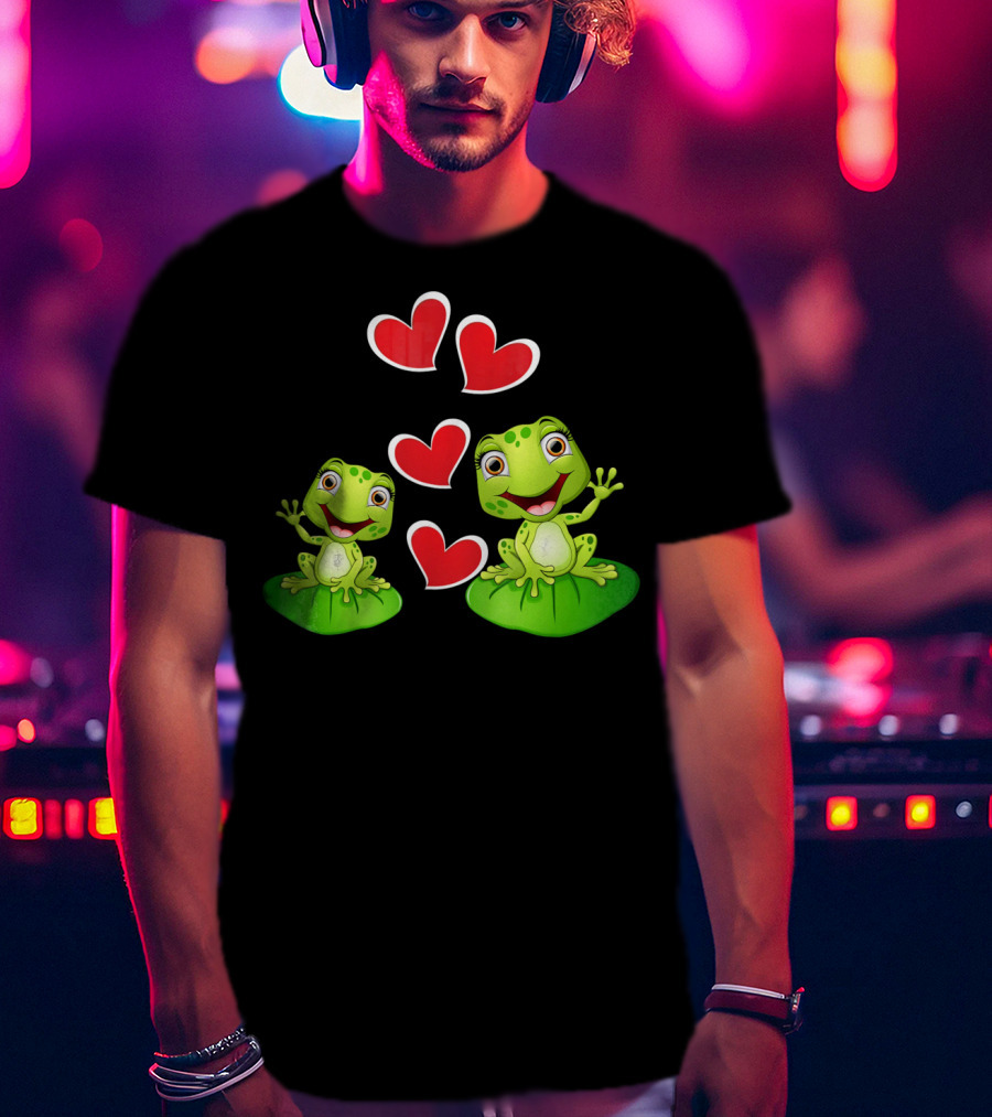 Frog Heart Valentine Day Animal Cute Frogs With Hearts T-Shirt