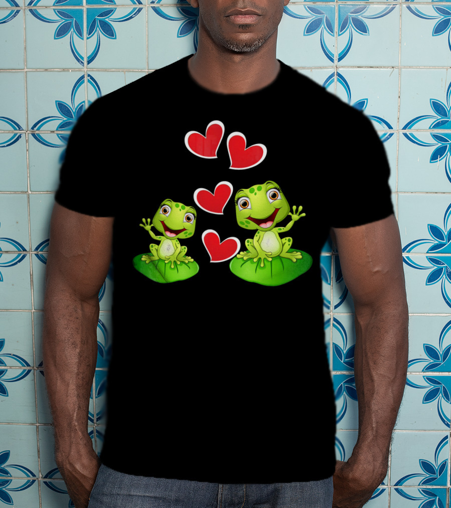 Frog Heart Valentine Day Animal Cute Frogs With Hearts T-Shirt