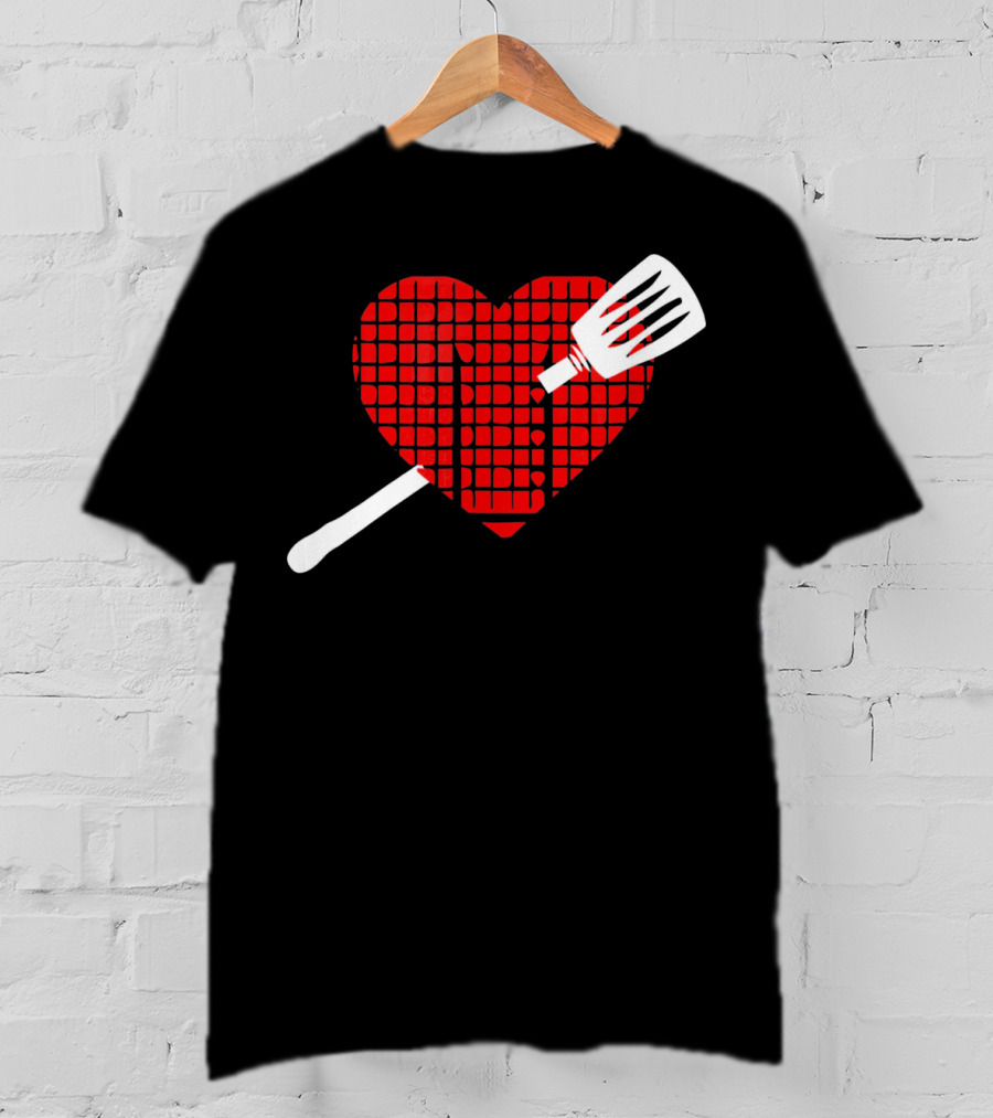Funny BBQ Grilling Valentine's Day Heart With Spatula T-Shirt