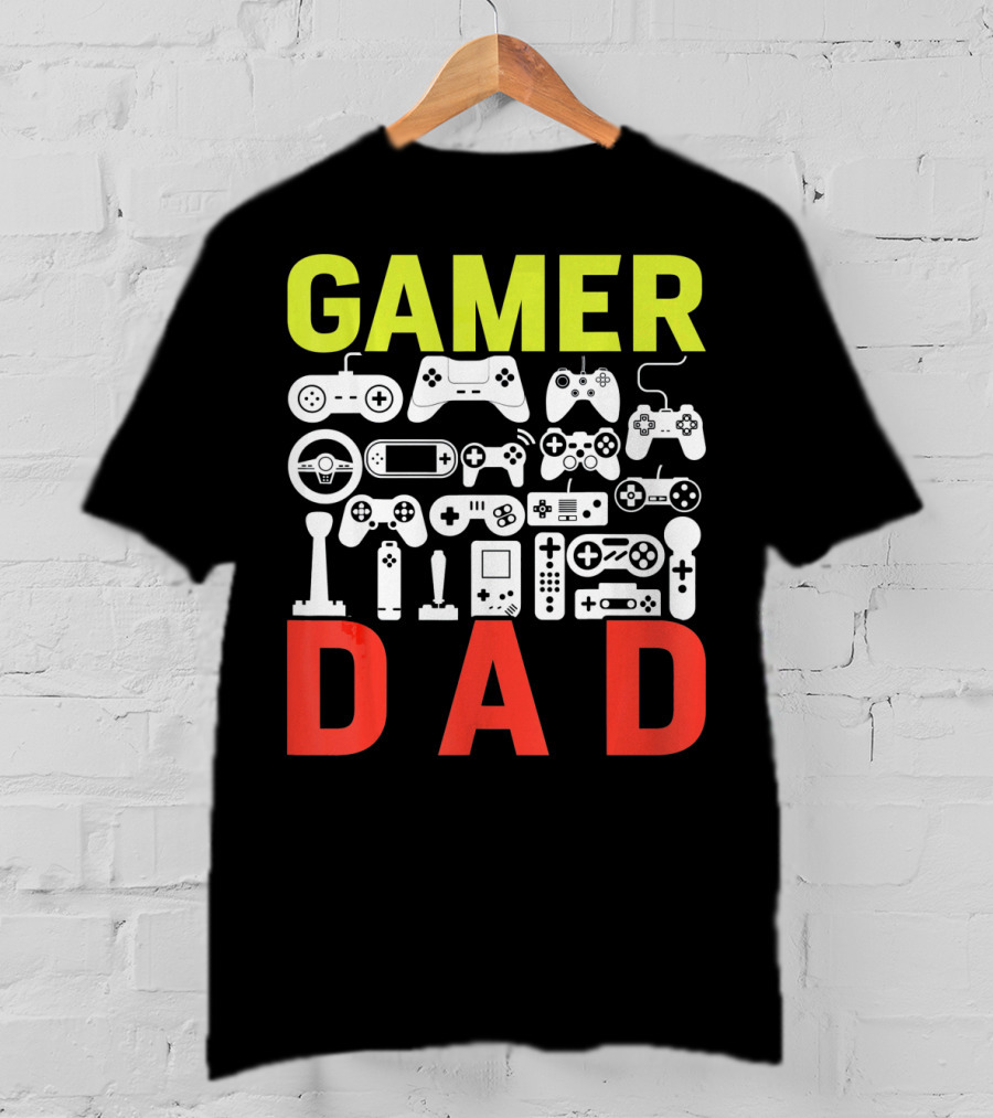Gamer Dad Vintage Controller Collection Funny Birthday T-Shirt