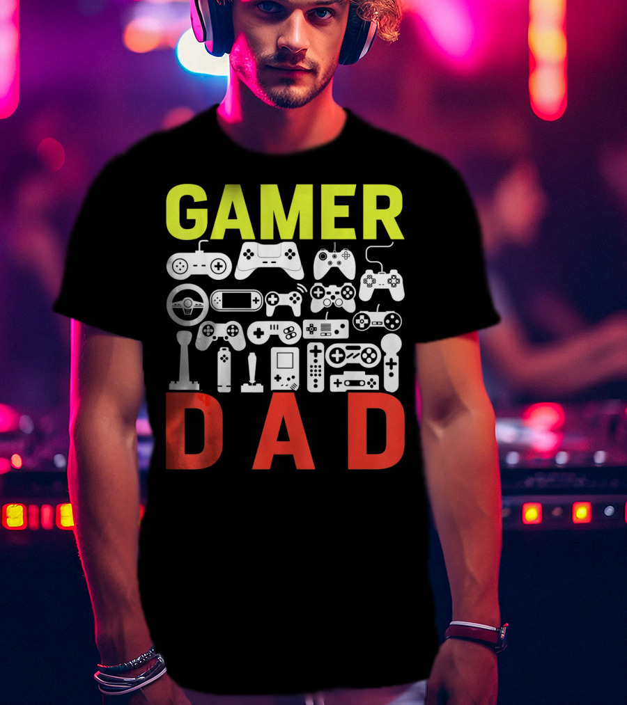 Gamer Dad Vintage Controller Collection Funny Birthday T-Shirt
