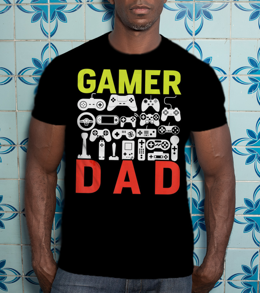 Gamer Dad Vintage Controller Collection Funny Birthday T-Shirt