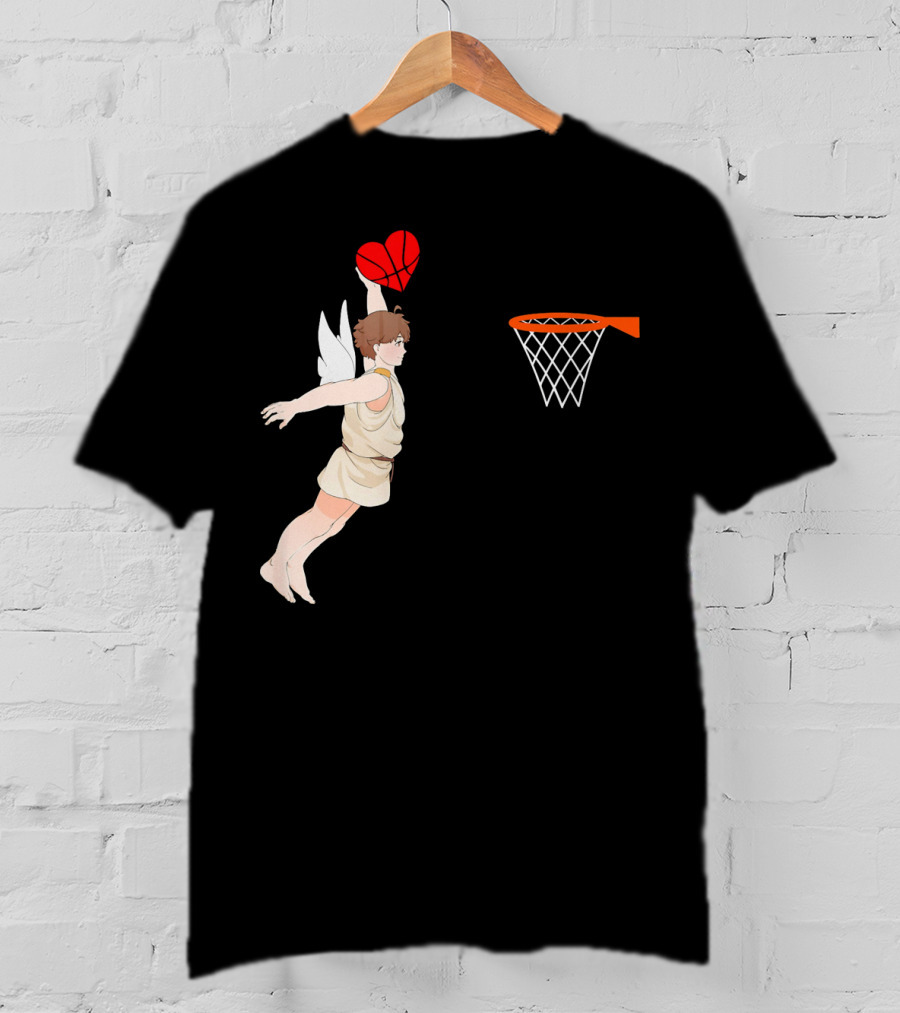 Cupid Dunking Heart Basketball Valentines Day For Bas T-Shirt
