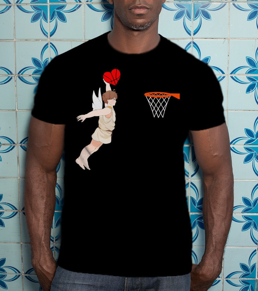 Cupid Dunking Heart Basketball Valentines Day For Bas T-Shirt