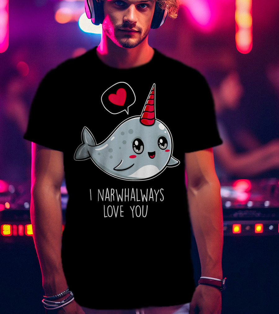 Funny Cute I Narwhal Always Love You Valentine T-Shirt