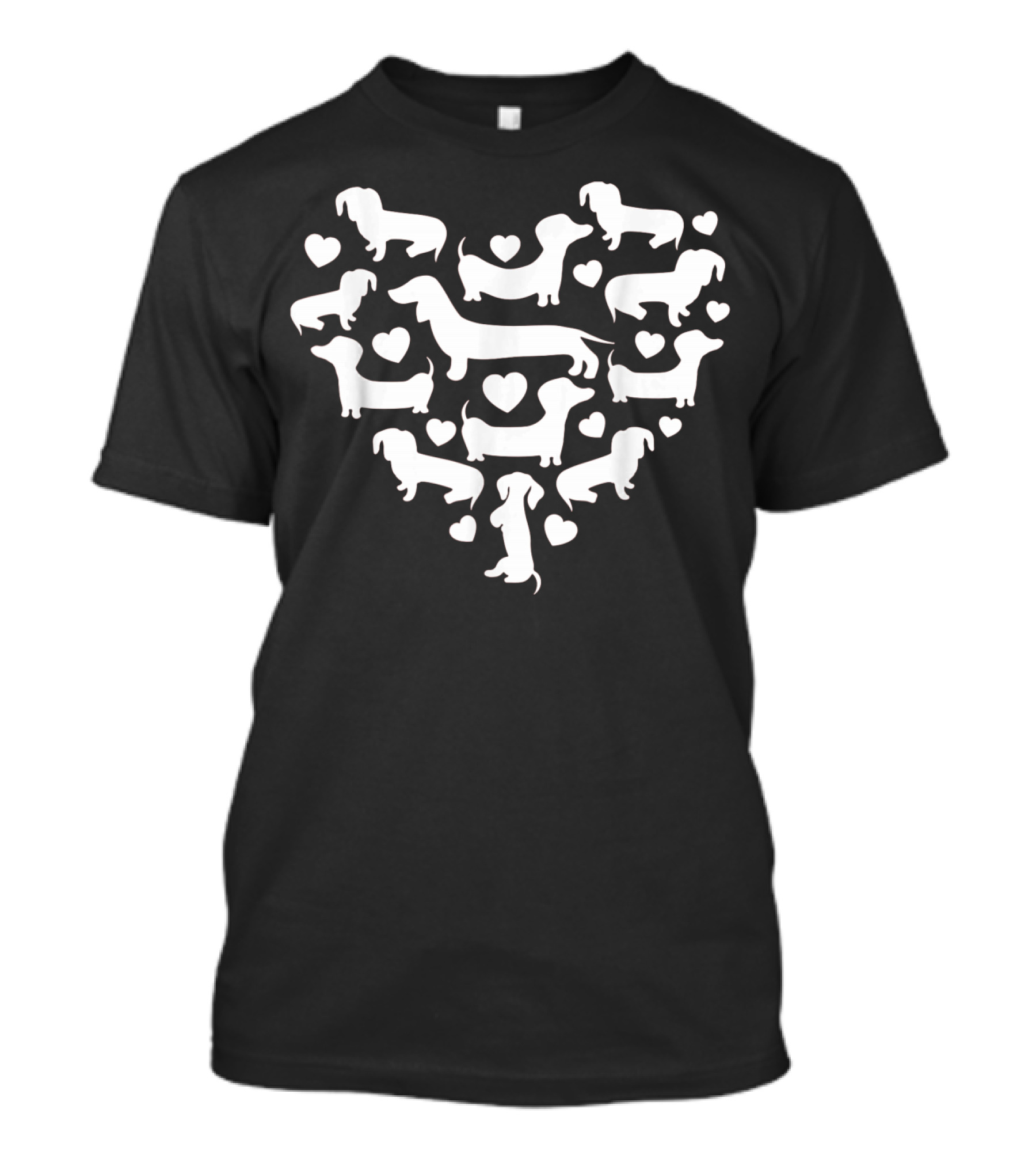 Dachshund Heart Pattern Funny Valentines Day T-Shirt