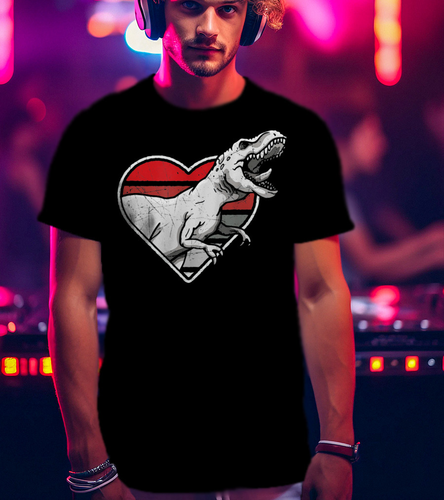 Valentine's Day Heart T-Rex Love Dinosaur Fun T-Shirt