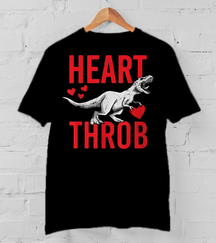 Funny Dinosaur Valentine's Day Heart Throb T-Rex With Hearts T-Shirt