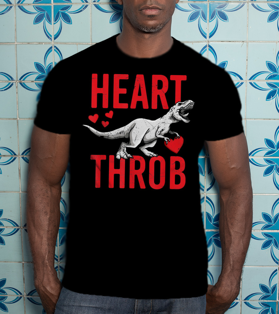 Funny Dinosaur Valentine's Day Heart Throb T-Rex With Hearts T-Shirt
