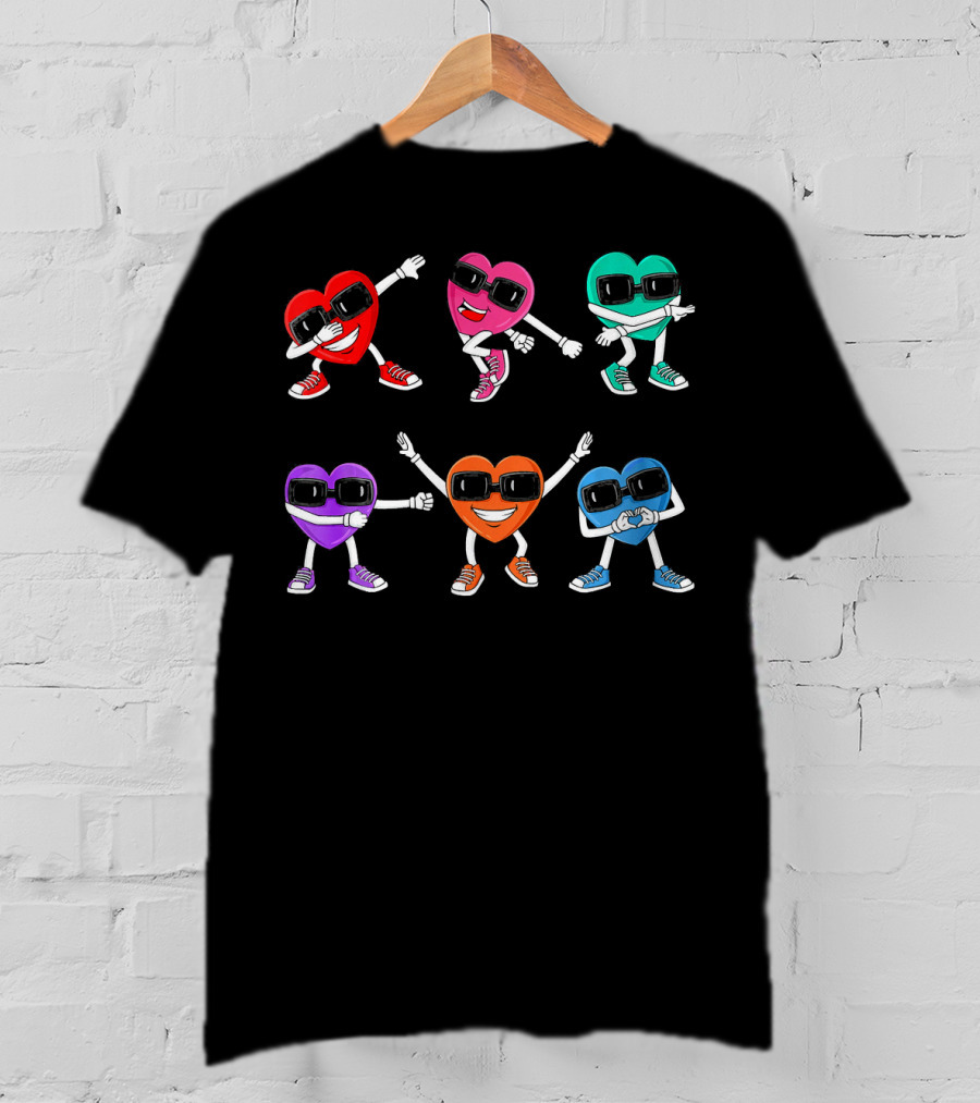 Funny Dancing Colorful Hearts Dance Challenge T-Shirt