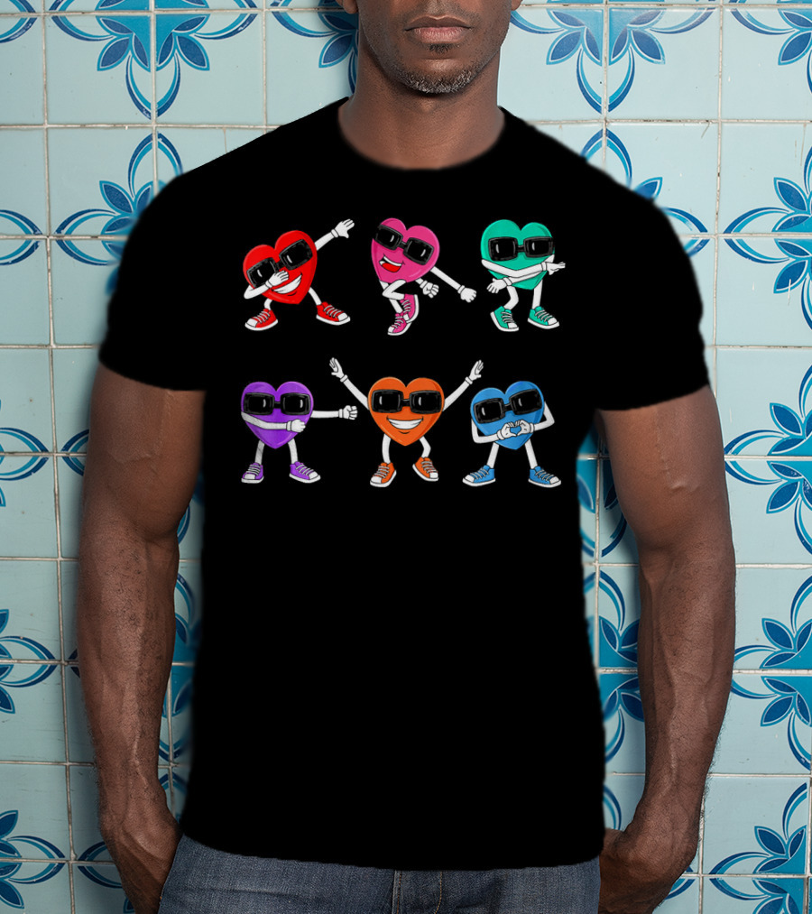 Funny Dancing Colorful Hearts Dance Challenge T-Shirt