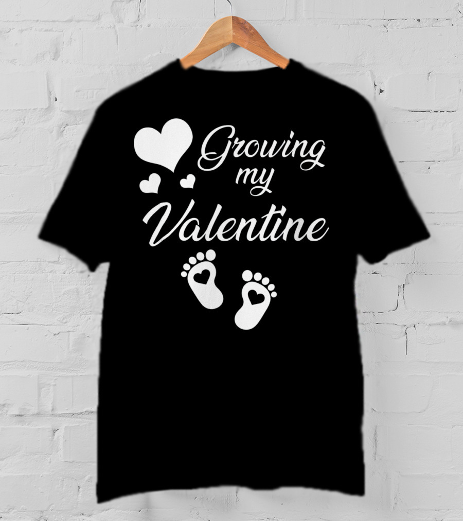 Growing My Valentine Heart Footprint T-Shirt