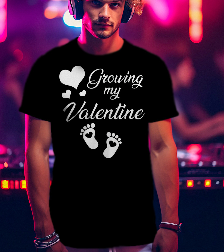 Growing My Valentine Heart Footprint T-Shirt