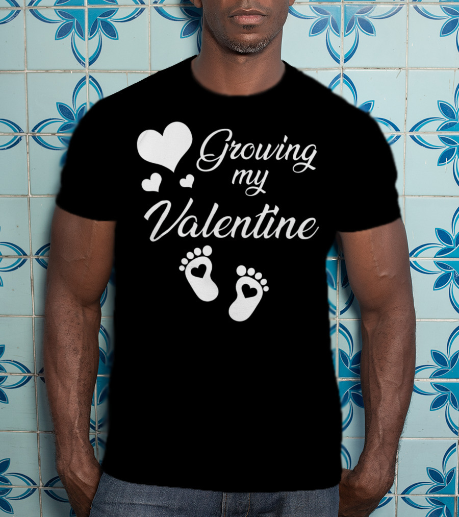 Growing My Valentine Heart Footprint T-Shirt