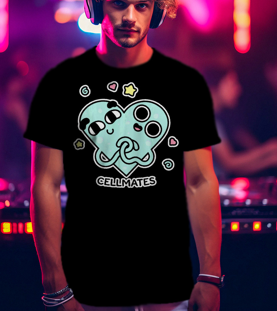 Cellmates Funny Microbiology Science Cute Heart Stars T-Shirt