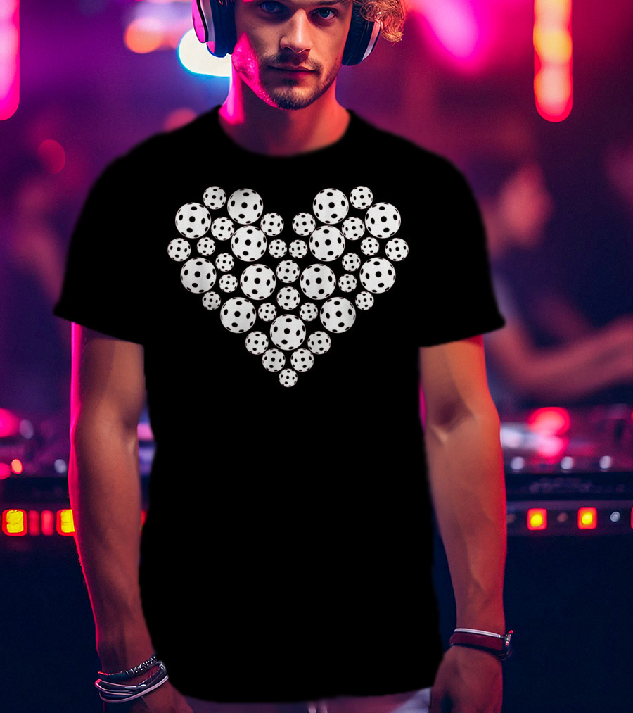 Funny Pickleball Love Heart Shape Valentine T-Shirt