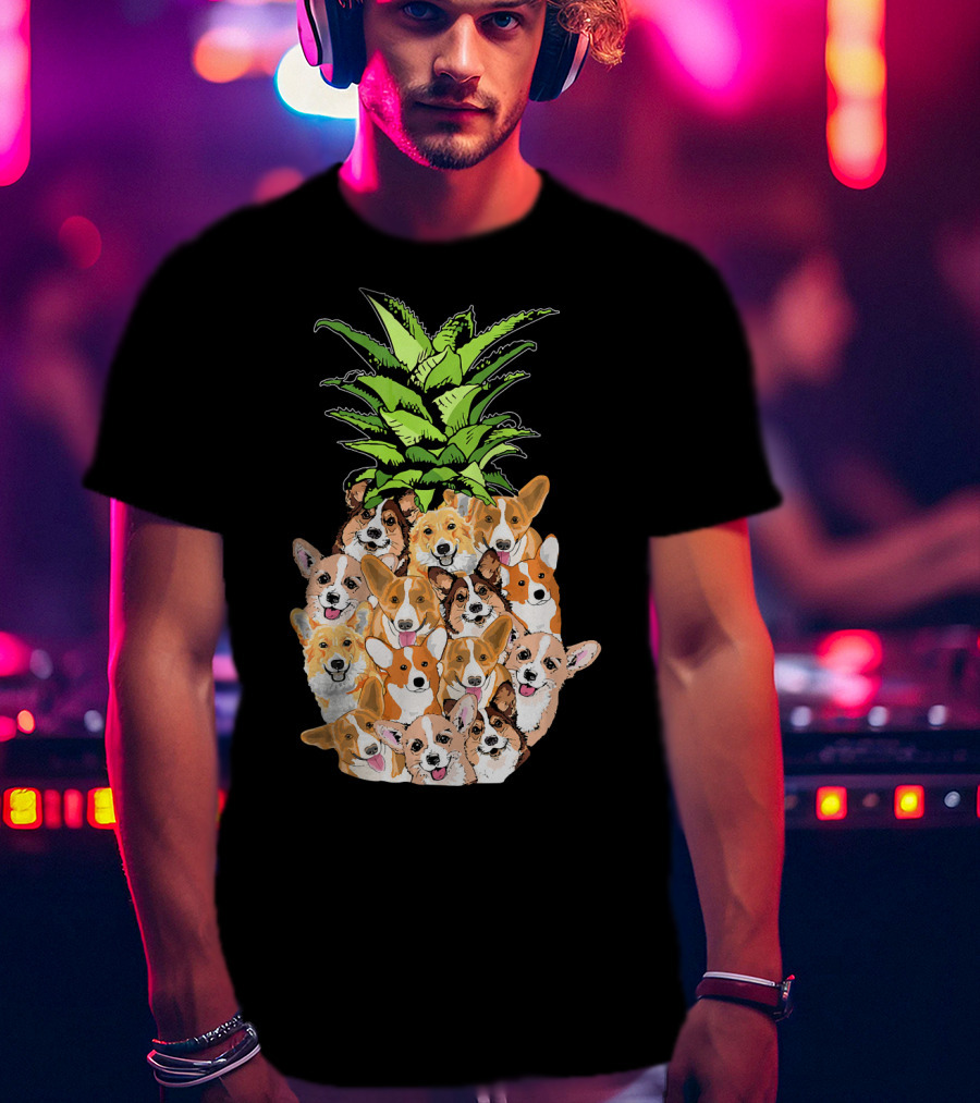 Funny Pineapple Corgi Valentine's Birthday T-Shirt