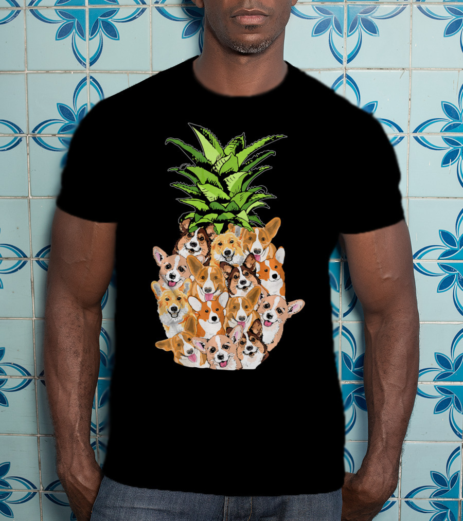 Funny Pineapple Corgi Valentine's Birthday T-Shirt