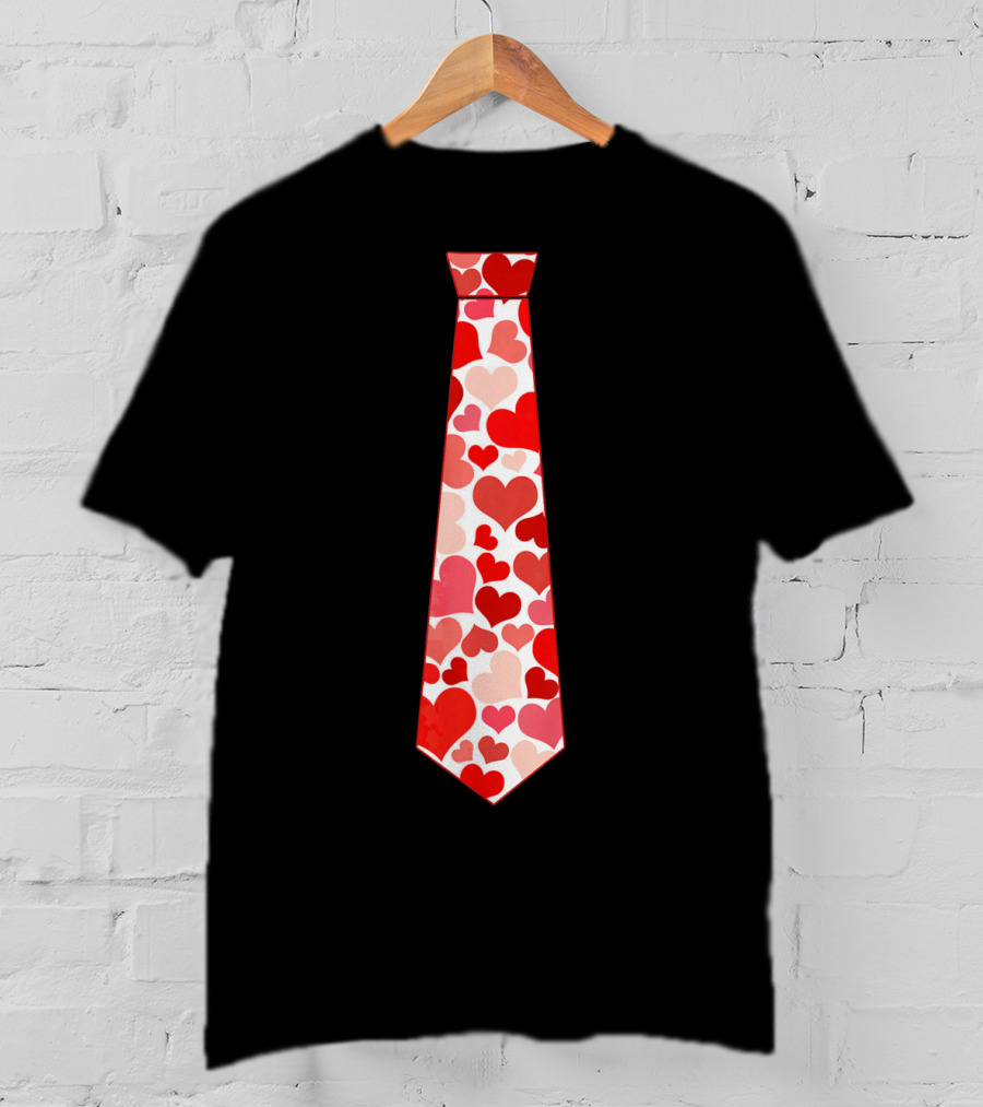 Funny Red Hearts Neck Tie For Valentine’s Day T-Shirt