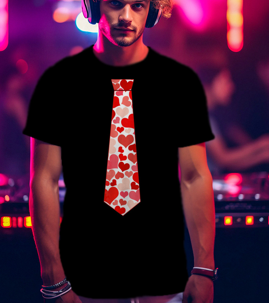 Funny Red Hearts Neck Tie For Valentine’s Day T-Shirt