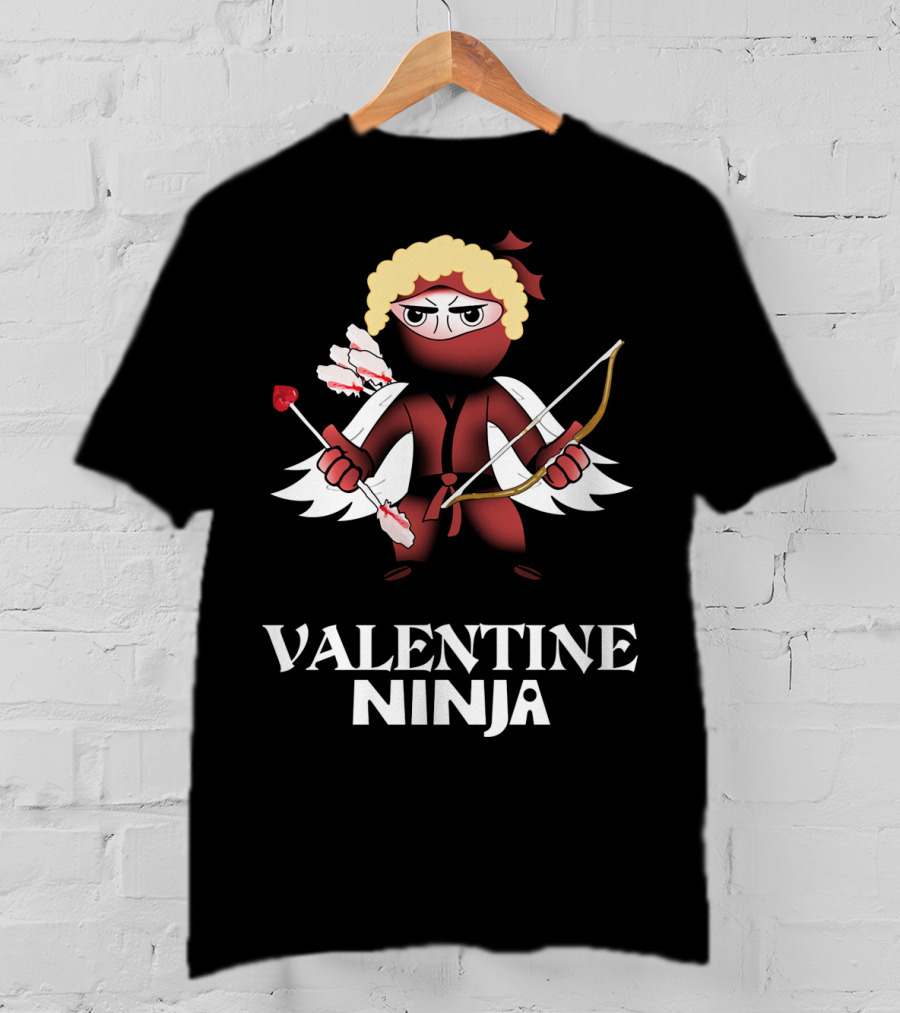 Valentine Ninja Heart Arrow Bow Funny T-Shirt