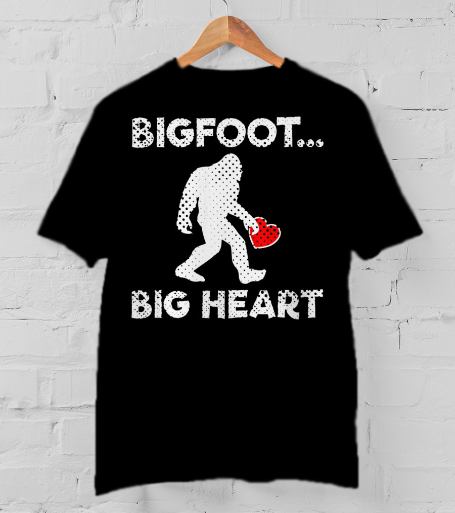 Bigfoot Big Heart Valentine's Day Funny Bigfoot Heart T-Shirt