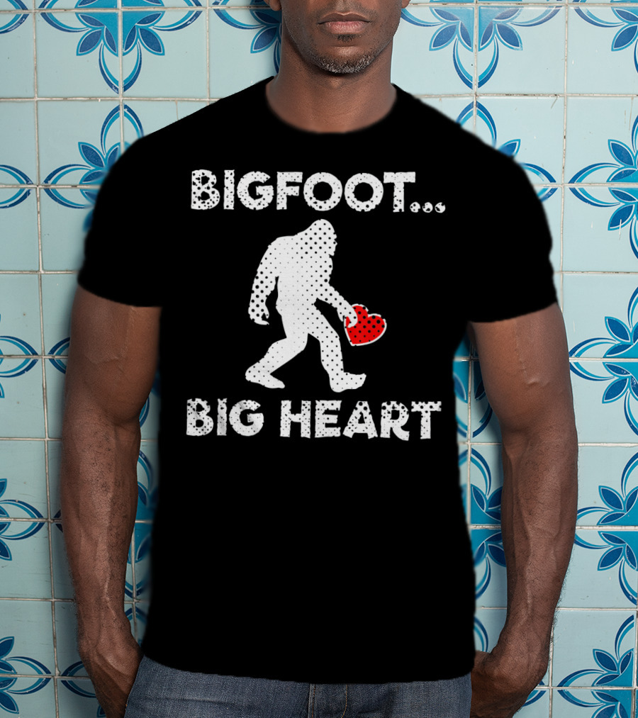 Bigfoot Big Heart Valentine's Day Funny Bigfoot Heart T-Shirt