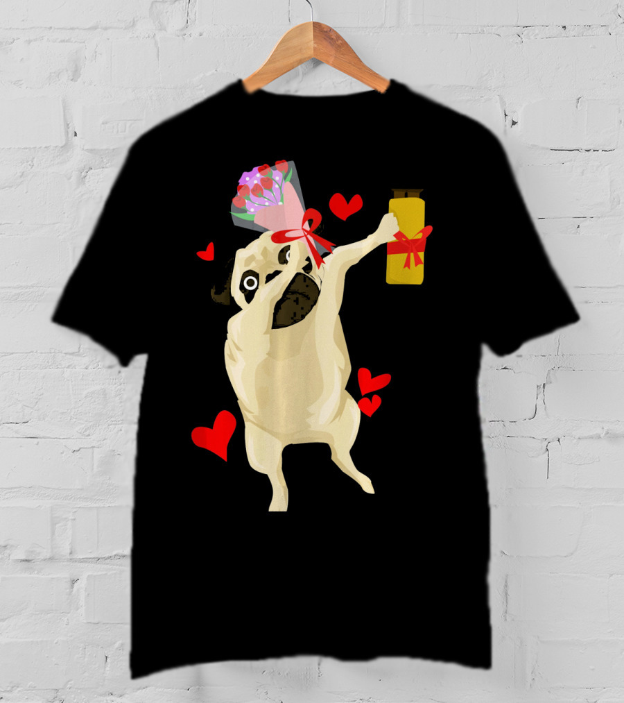 Funny Valentine's Day Dog Bouquet Jar Hearts T-Shirt