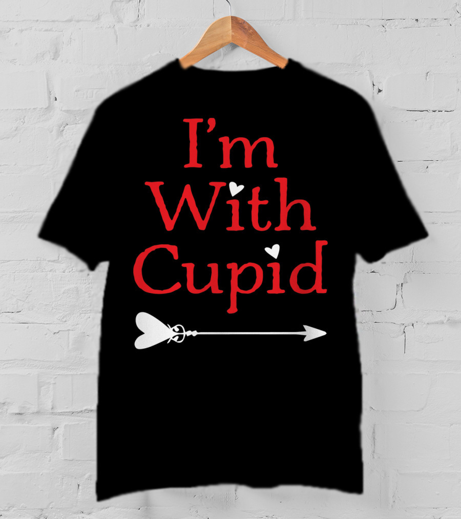 I'm With Cupid Funny Valentine's Day Arrow T-Shirt