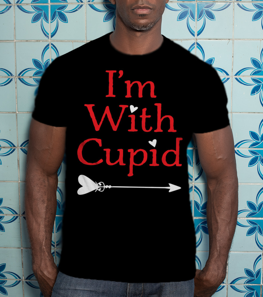 I'm With Cupid Funny Valentine's Day Arrow T-Shirt