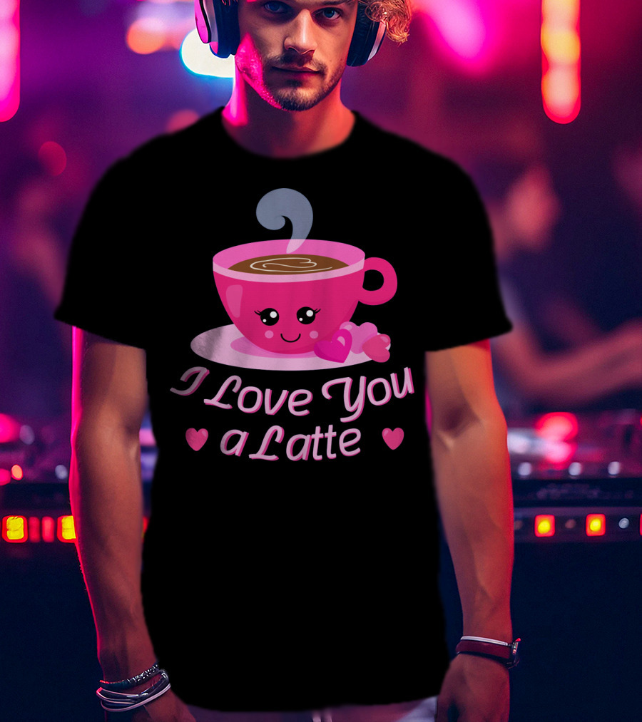 I Love You A Latte Cute Coffee Valentine's Hearts T-Shirt