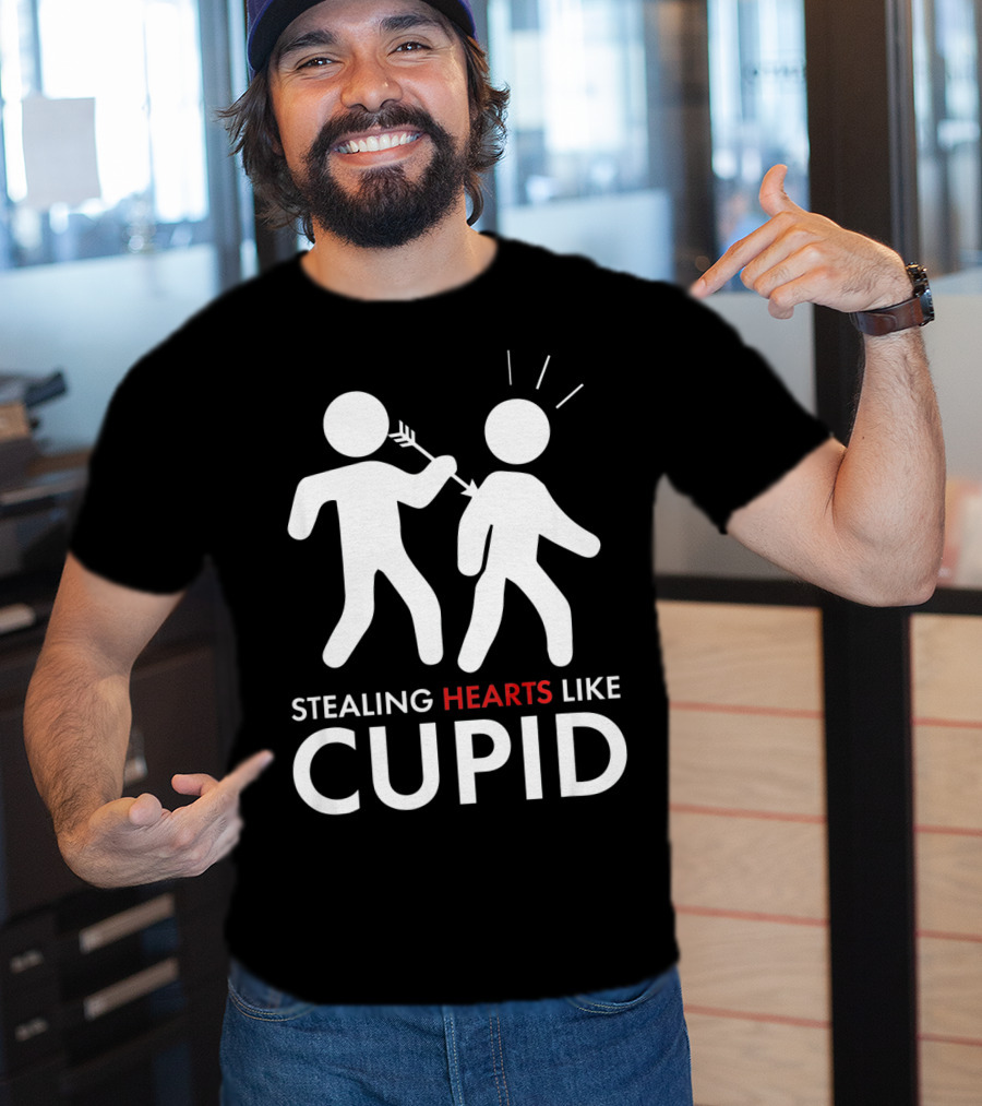 Stealing Hearts Like Cupid Valentine's Day Humor T-Shirt