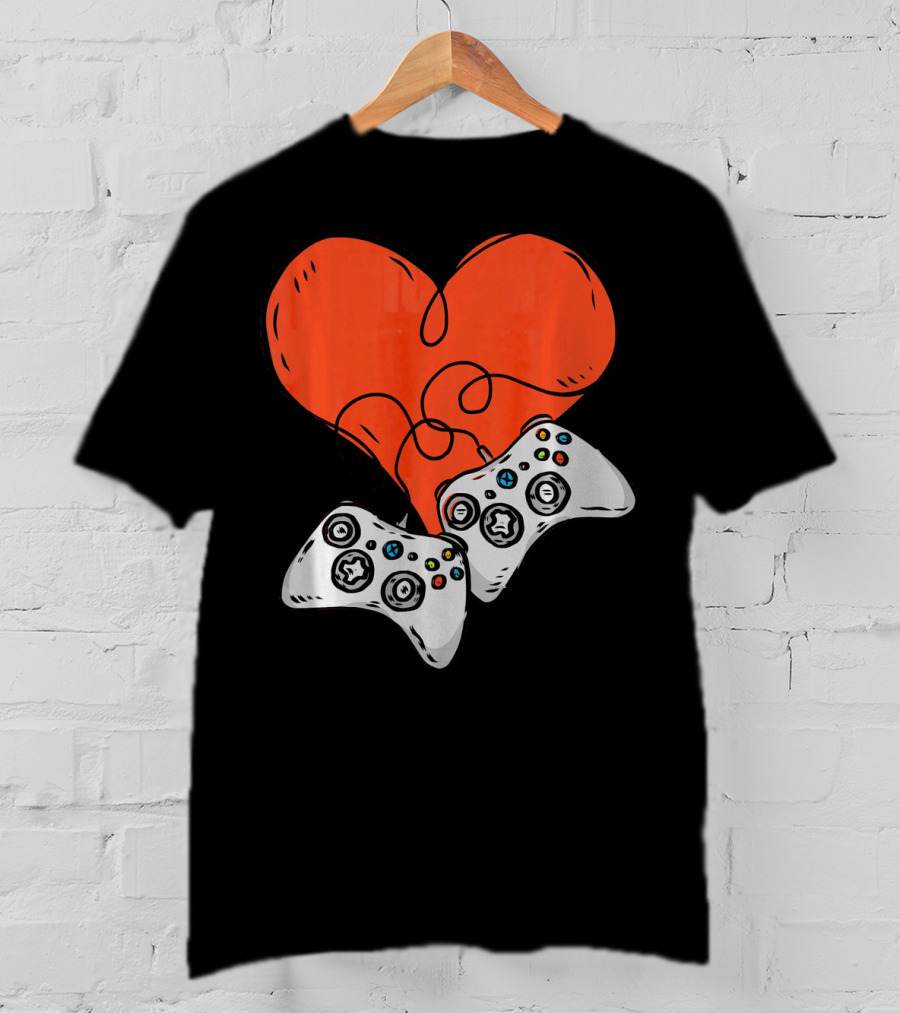 Funny Heart With Video Game Controllers T-Shirt