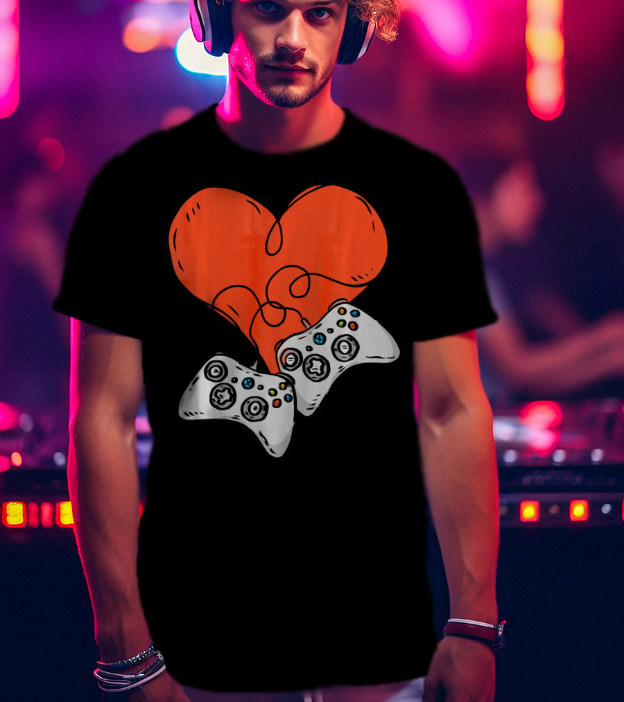 Funny Heart With Video Game Controllers T-Shirt