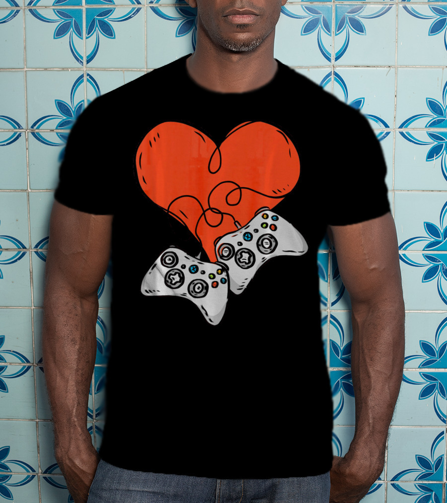 Funny Heart With Video Game Controllers T-Shirt