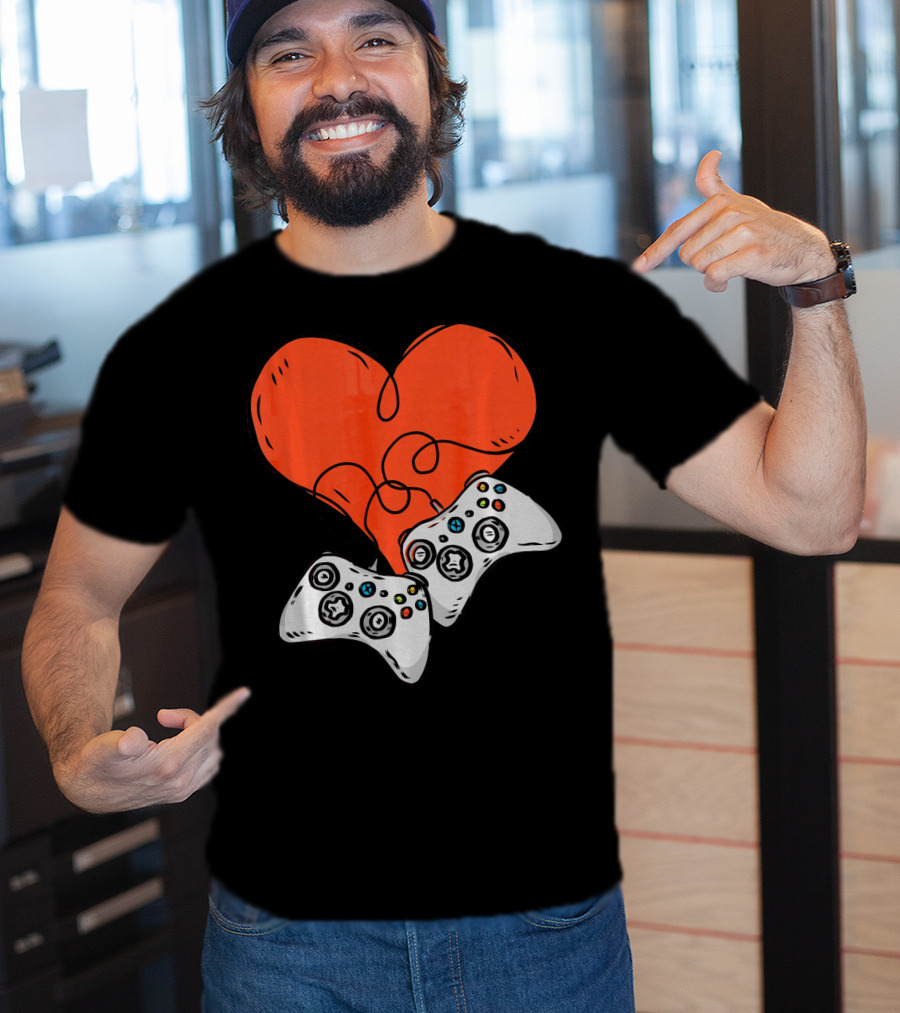 Funny Heart With Video Game Controllers T-Shirt