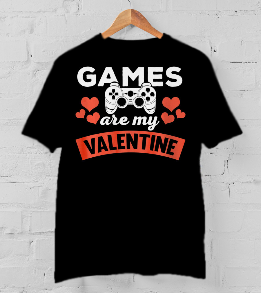Games Are My Valentine Controller Hearts T-Shirt