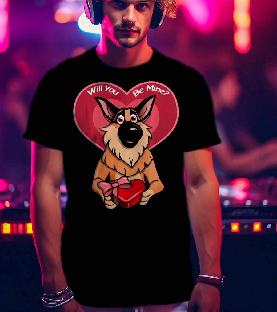 Will You Be Mine German Shepherd Valentine T-Shirt