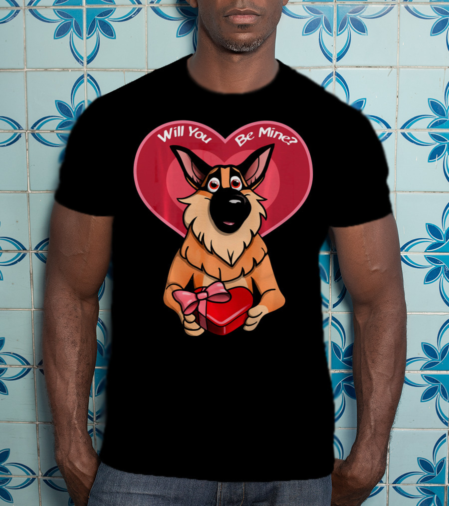 Will You Be Mine German Shepherd Valentine T-Shirt
