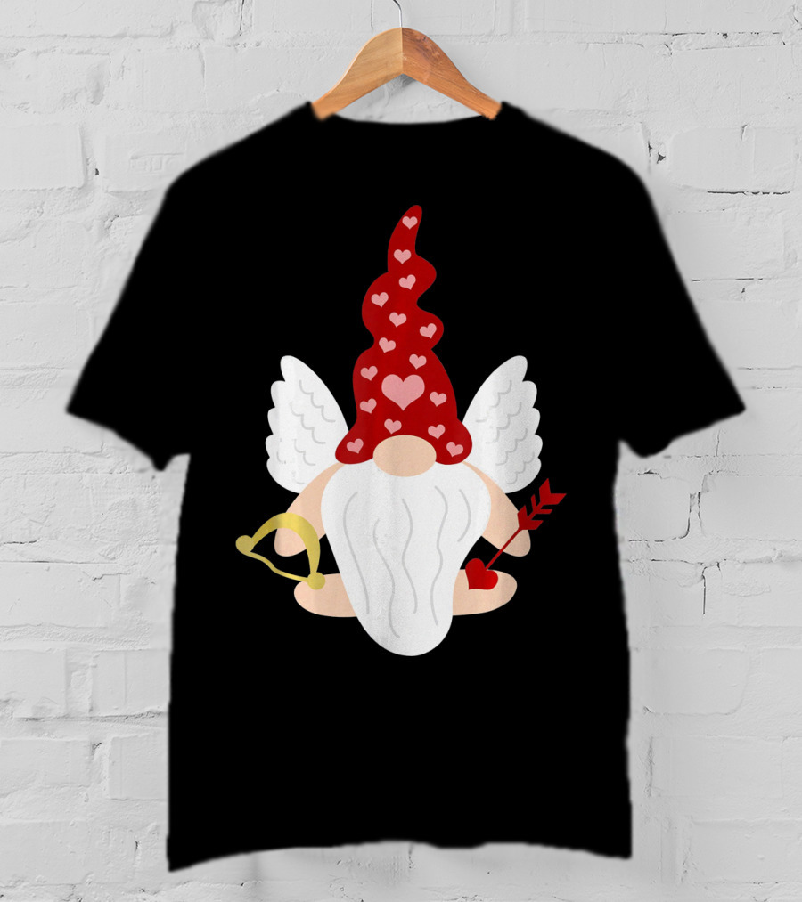 Gnome Cupid With Heart Arrow Valentines Day T-Shirt