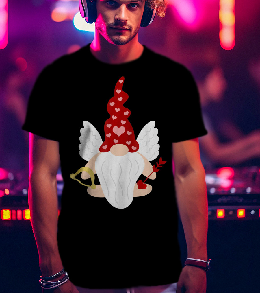 Gnome Cupid With Heart Arrow Valentines Day T-Shirt
