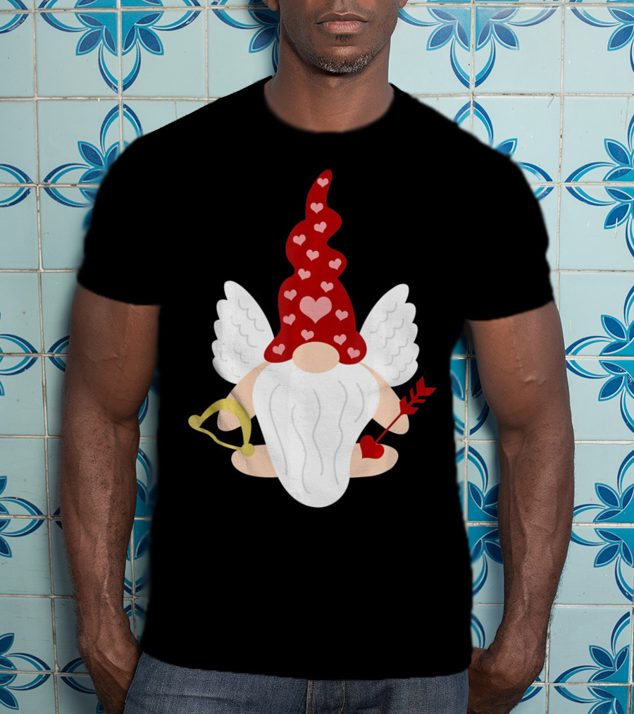 Gnome Cupid With Heart Arrow Valentines Day T-Shirt