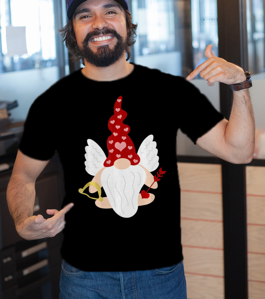 Gnome Cupid With Heart Arrow Valentines Day T-Shirt