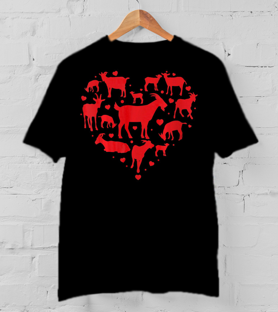 Goat Valentines Day Heart Silhouette Lover T-Shirt